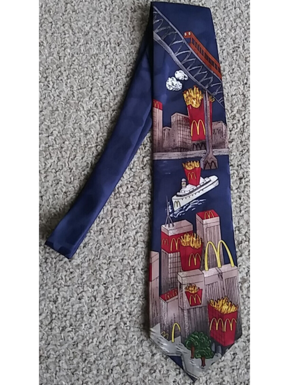 Vintage McDonald's Manager Necktie with Iconic Golden Arches and Fries Skyline -